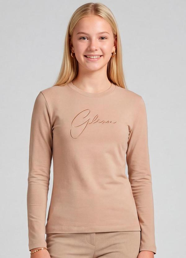 Blusa Juvenil Manga Longa Cotton Marrom