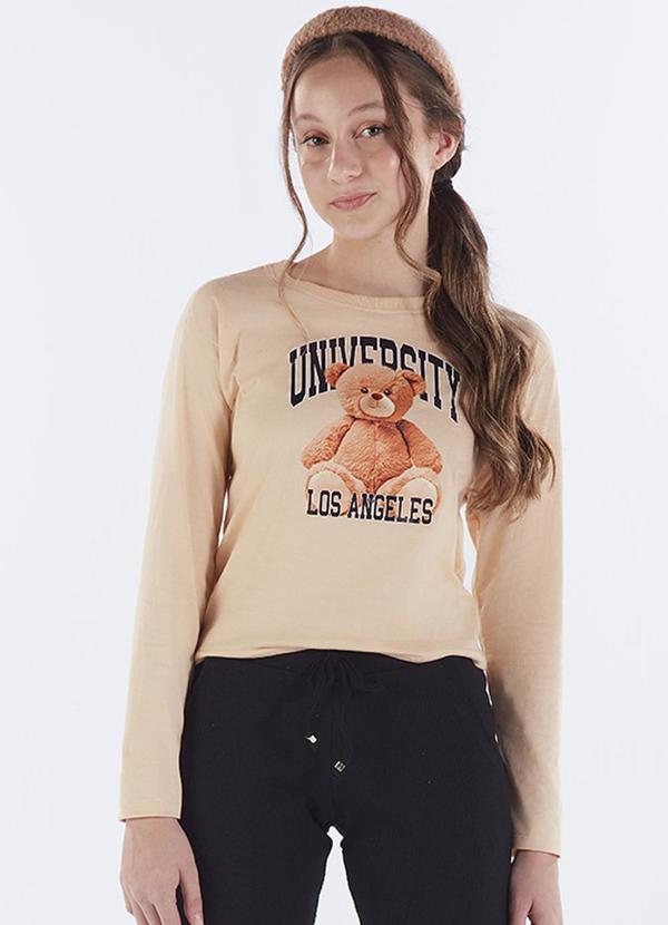 Blusa Juvenil Menina Meia Malha Bege