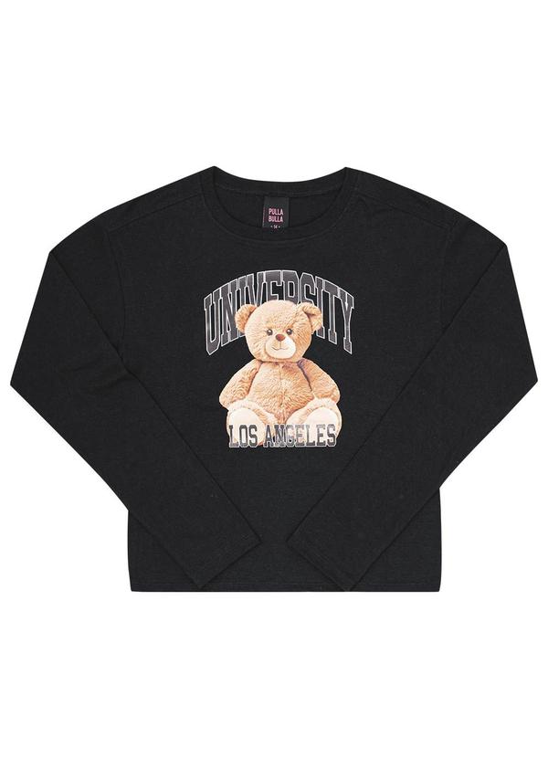 Blusa Juvenil Menina Meia Malha Preto