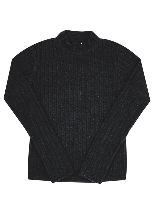 Vista 2 Blusa Juvenil Menina Tecido Canelado Preto Pulla Bulla Pulla Bulla