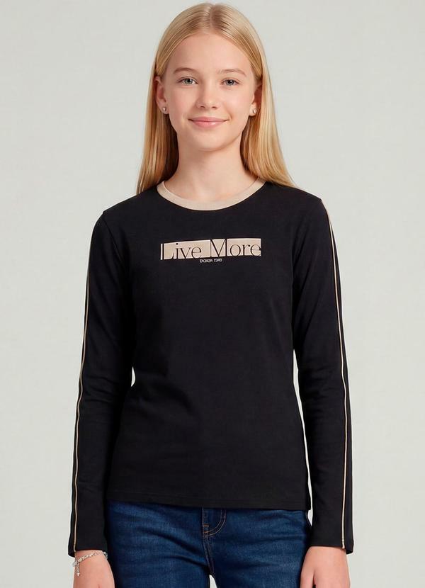 Blusa Juvenil Molecotton Estampa Preto