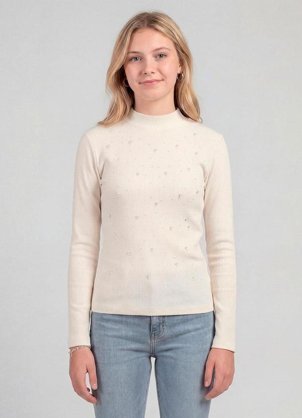 Blusa Juvenil Ribana e Rebites Bege