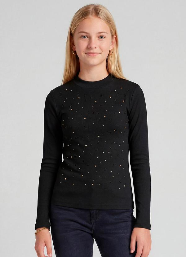 Blusa Juvenil Ribana e Rebites Preto