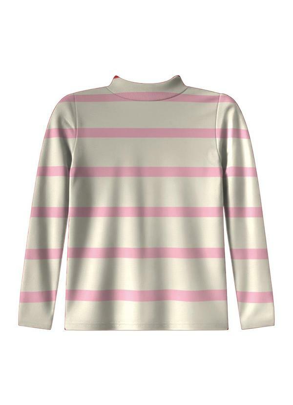 Blusa Listrada em Ribana Rosa Claro