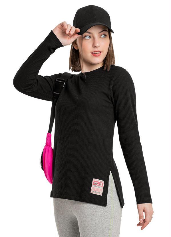 Blusa Longa Menina Juvenil Preto
