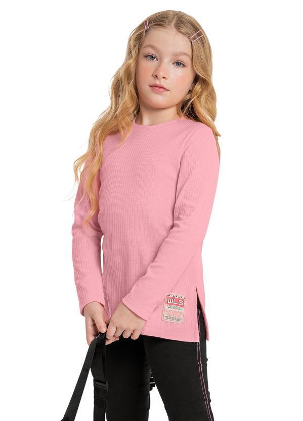 Vista 2 Blusa Longa Menina Juvenil Rosa Gloss Gloss