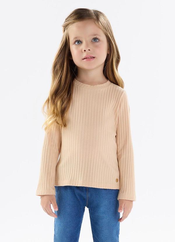 Vista 2 Blusa Malha Canelada 9x4 Bege Pulla Bulla Pulla Bulla