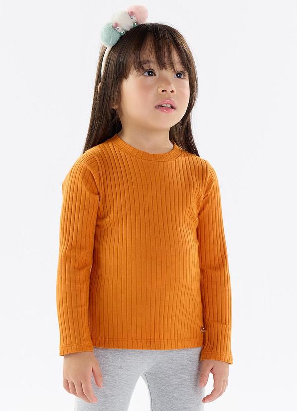 Vista 2 Blusa Malha Canelada 9x4 Laranja Pulla Bulla Pulla Bulla