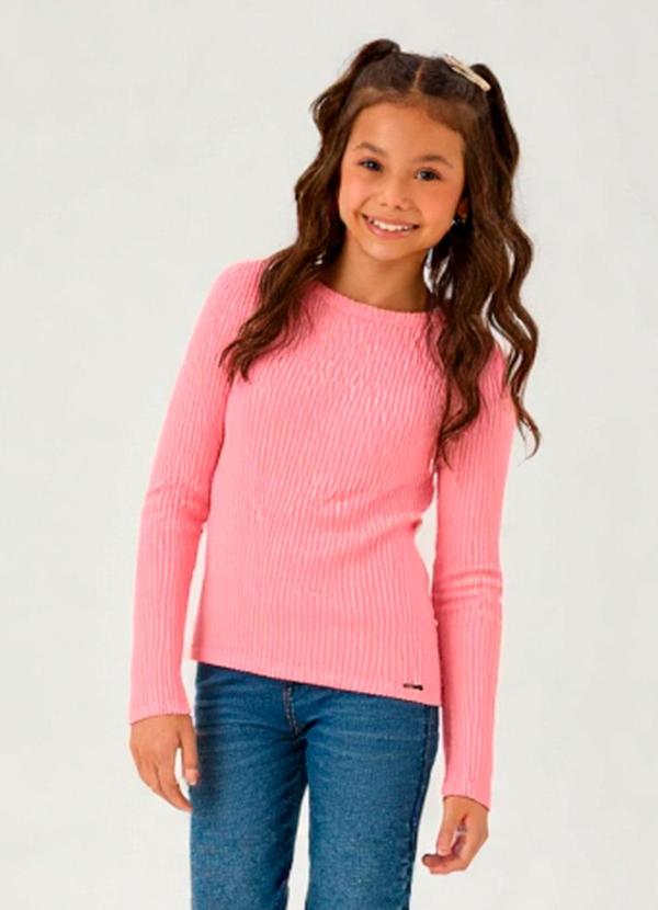 Blusa Malha Canelada Rosa