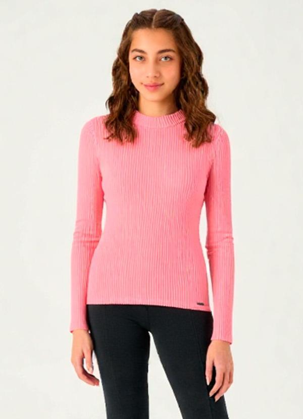Blusa Malha Canelada Rosa