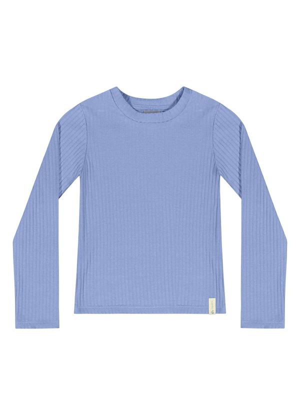 Vista 2 Blusa Manga Longa Básica Menina Azul Quimby Quimby