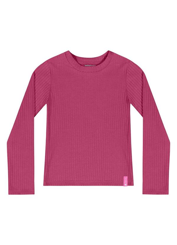 Vista 2 Blusa Manga Longa Básica Menina Rosa Quimby Quimby
