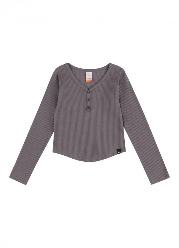 Blusa Manga Longa Canelada Marisol Cinza