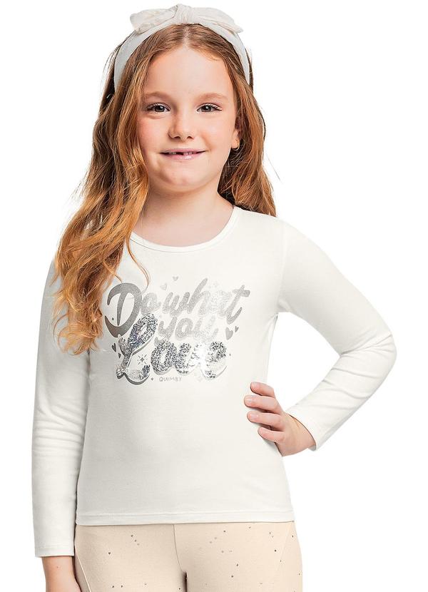 Vista 2 Blusa Manga Longa com Glitter Bege Quimby Quimby