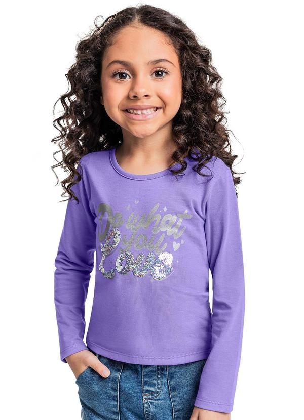 Vista 2 Blusa Manga Longa com Glitter Roxo Quimby Quimby