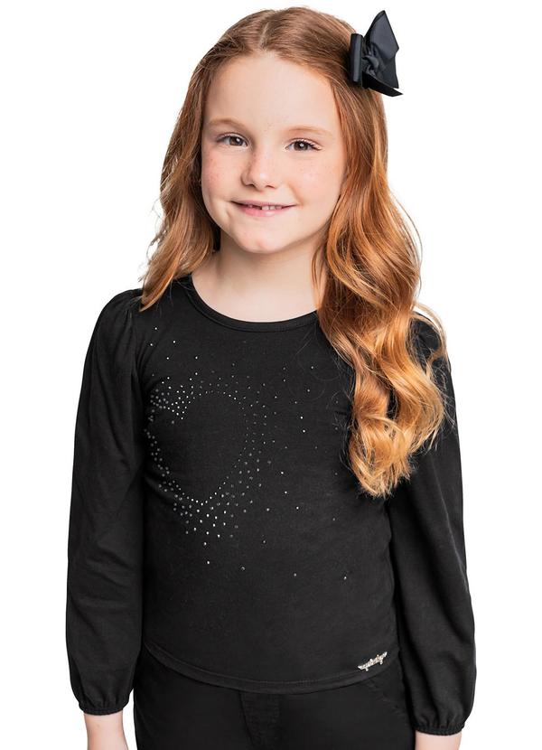 Vista 2 Blusa Manga Longa com Strass Preto Quimby Quimby
