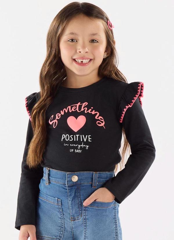 Blusa Manga Longa em Cotton Preto