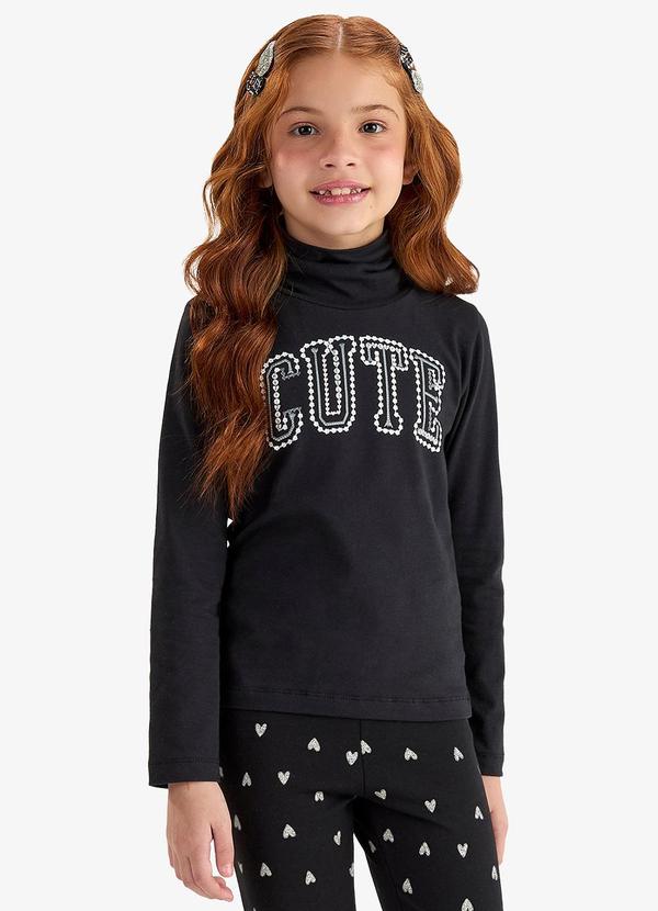Blusa Manga Longa em Cotton Preto