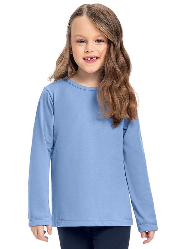 Vista 2 Blusa Manga Longa em Meia Malha Azul Bee Loop Bee Loop