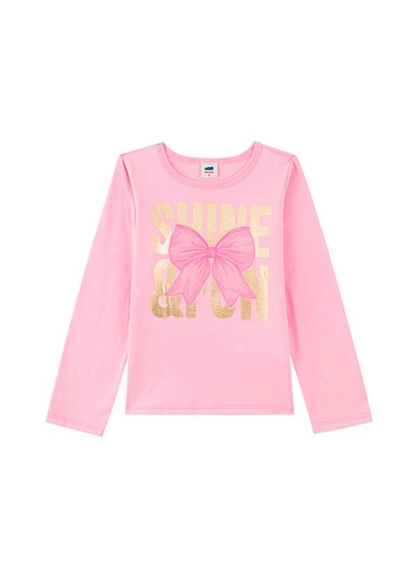 Blusa Manga Longa em Meia Malha Penteada Rosa