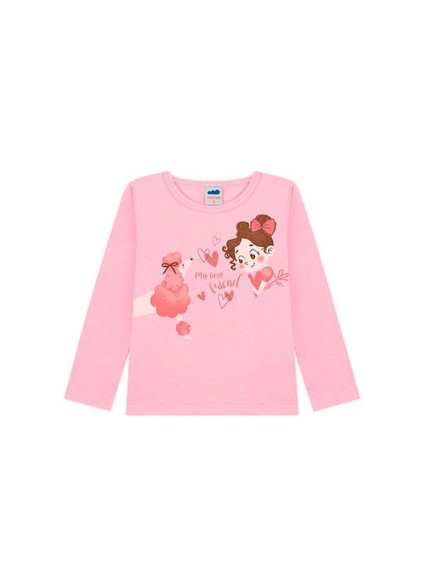 Blusa Manga Longa em Meia Malha Rosa