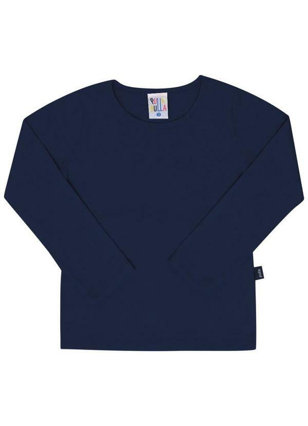 Blusa Manga Longa Menina Azul