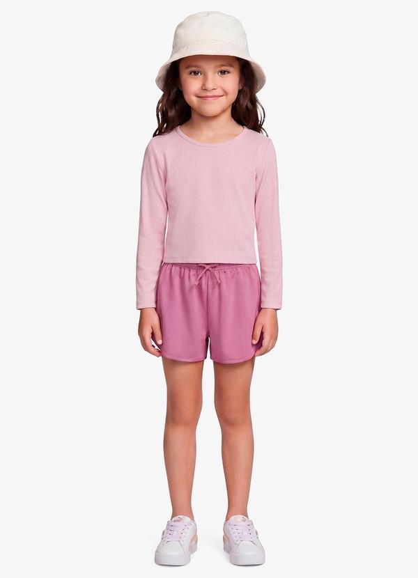 Blusa Manga Longa Feminina em Cotton Rosa
