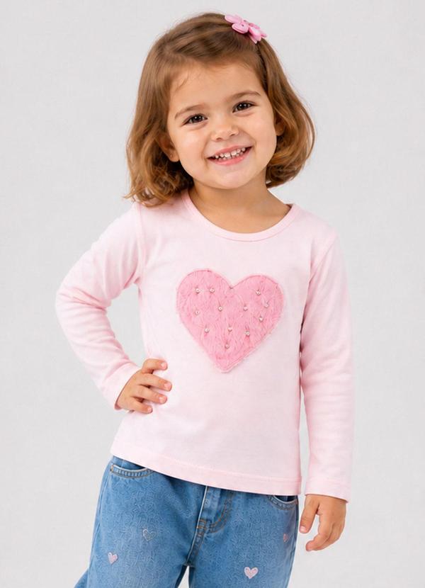 Blusa Manga Longa Feminina Infantil Rosa