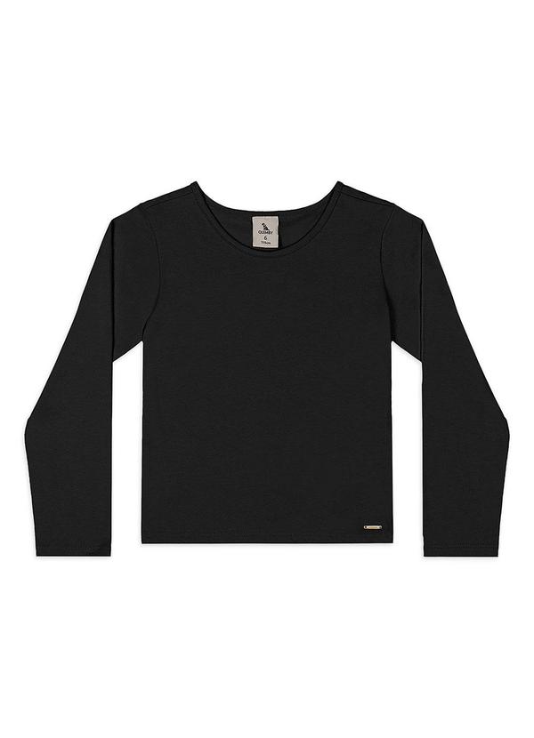 Blusa Manga Longa Infantil em Cotton Preto