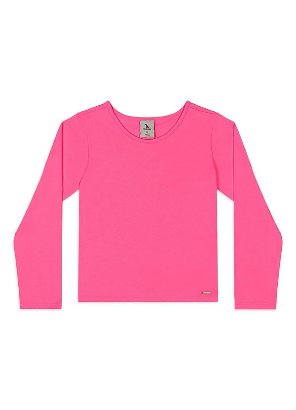 Blusa Manga Longa Infantil em Cotton Rosa