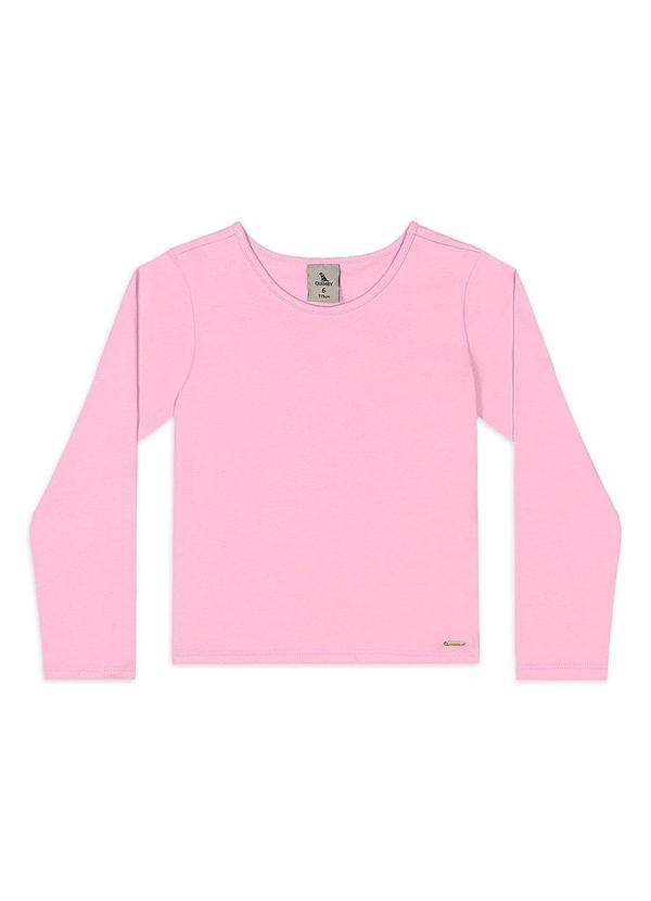 Blusa Manga Longa Infantil em Cotton Rosa