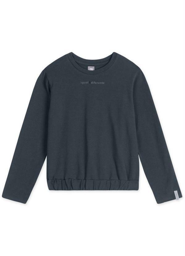 Blusa Manga Longa Infantil Menina Match Azul