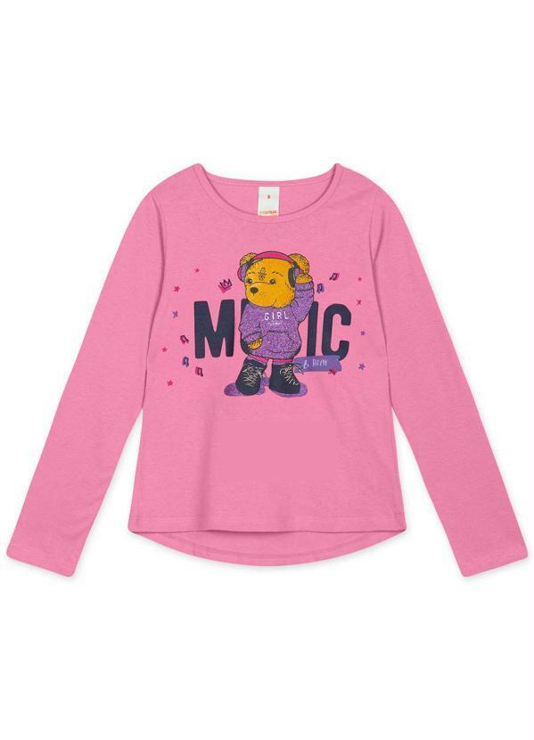 Blusa Manga Longa Infantil Feminina Rosa