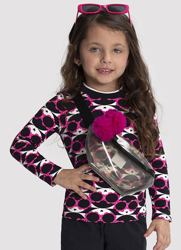 Vista 2 Blusa Manga Longa Infantil Menina Estampada Preto Alakazoo Alakazoo