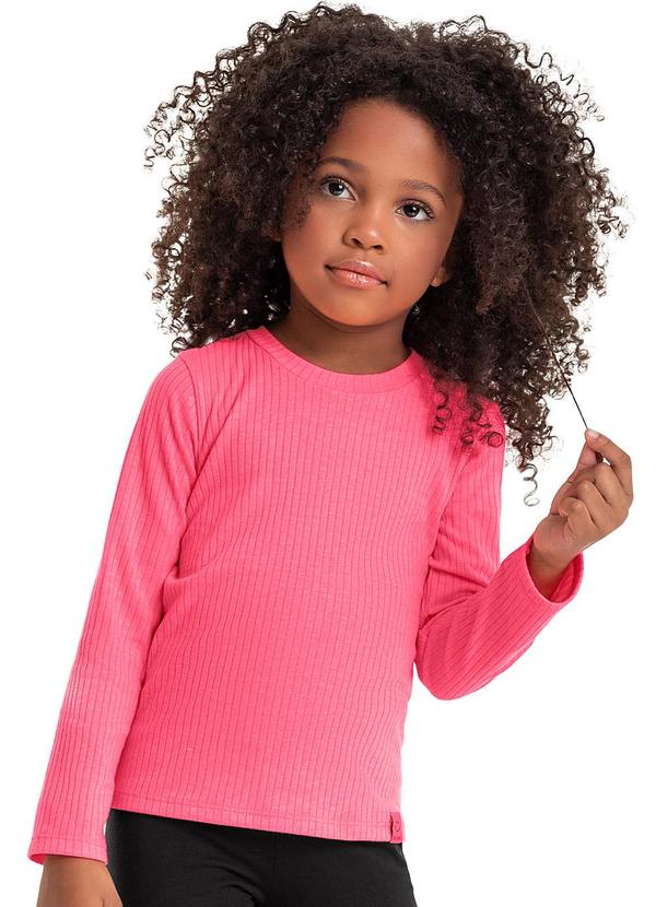Vista 2 Blusa Manga Longa Infantil Menina Rosa Quimby Quimby