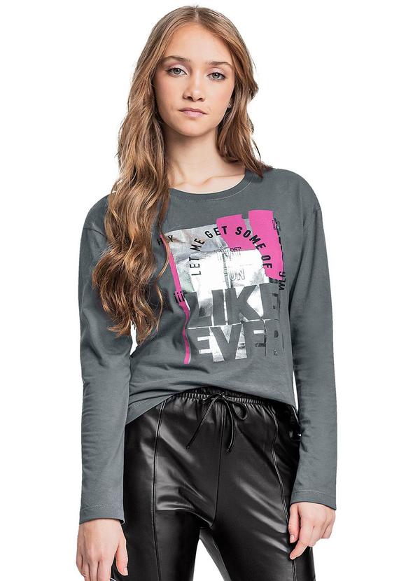Vista 2 Blusa Manga Longa Juvenil Cinza Gloss Gloss