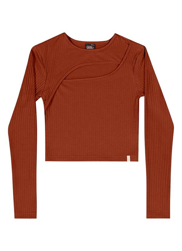 Vista 2 Blusa Manga Longa Juvenil Marrom Gloss Gloss