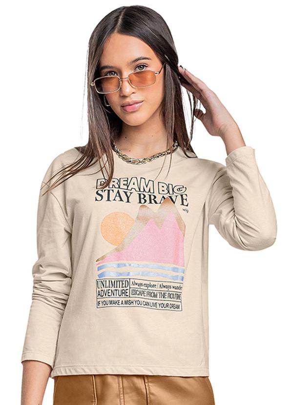 Vista 2 Blusa Manga Longa Juvenil Meia Malha Bege Gloss Gloss
