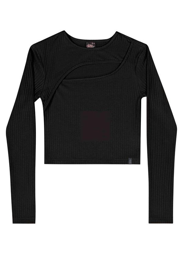 Blusa Manga Longa Juvenil Preto