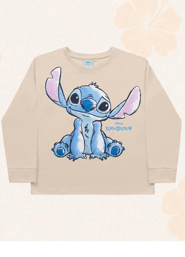Vista 2 Blusa Manga Longa Lilo & Stitch Bege Fakini Kids Fakini Kids