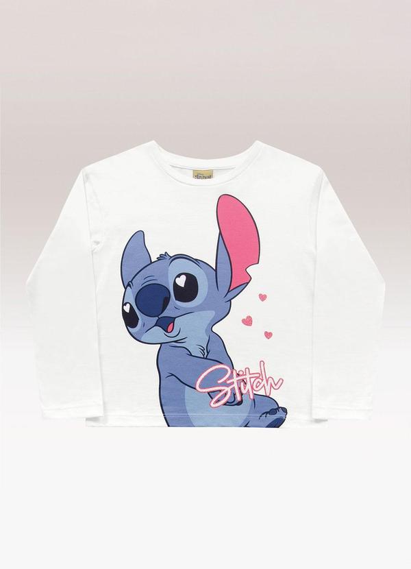 Blusa Manga Longa Lilo & Stitch Branco