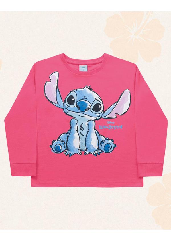 Vista 2 Blusa Manga Longa Lilo & Stitch Rosa Fakini Kids Fakini Kids