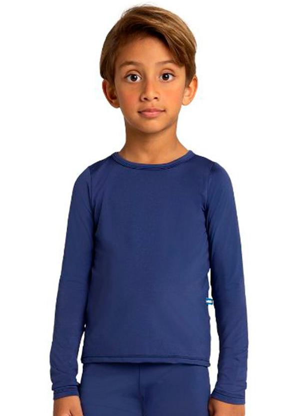 Vista 2 Blusa Manga Longa Malha Térmica Unissex Azul Marlan Marlan