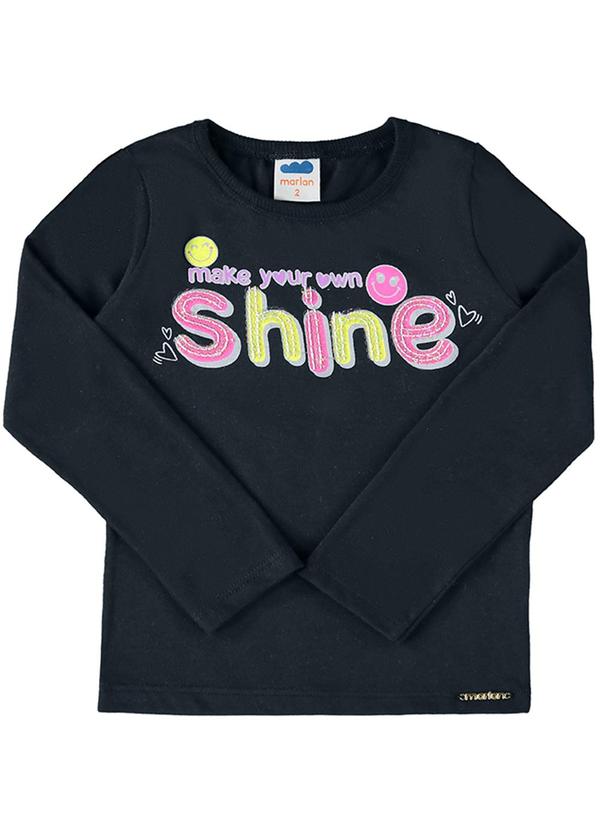 Blusa Manga Longa Meia Malha Estampa Preto