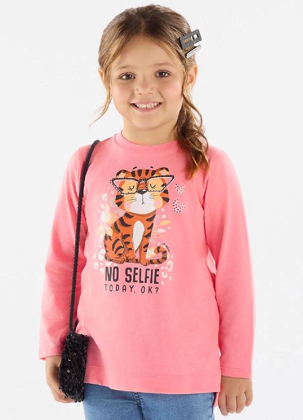 Blusa Manga Longa Meia Malha Rosa