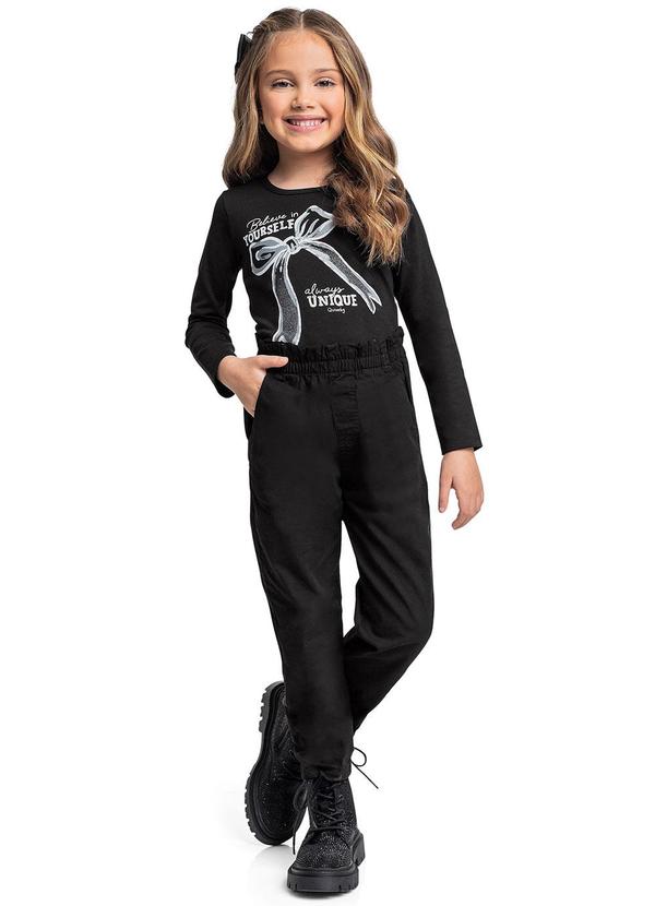 Vista 2 Blusa Manga Longa Menina Preto Quimby Quimby