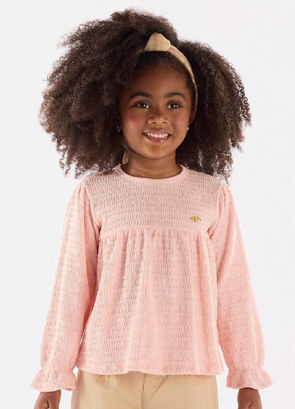 Blusa Manga Longa Menina Rosa