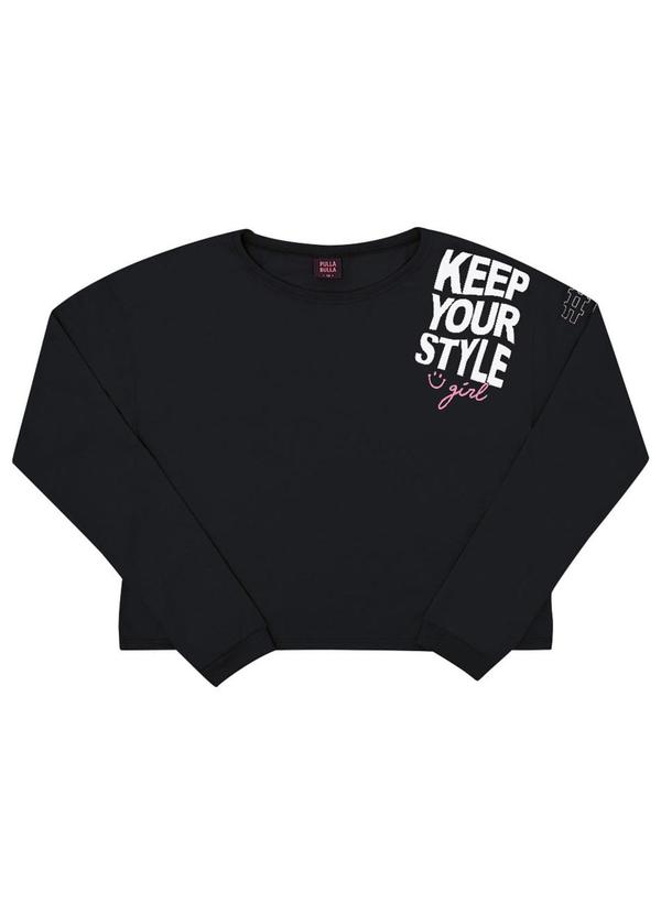 Blusa Meia Malha Menina Preto