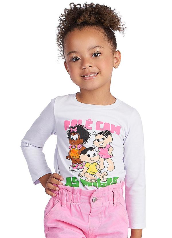 Blusa Meia Malha Turma da Monica as Migas Branco