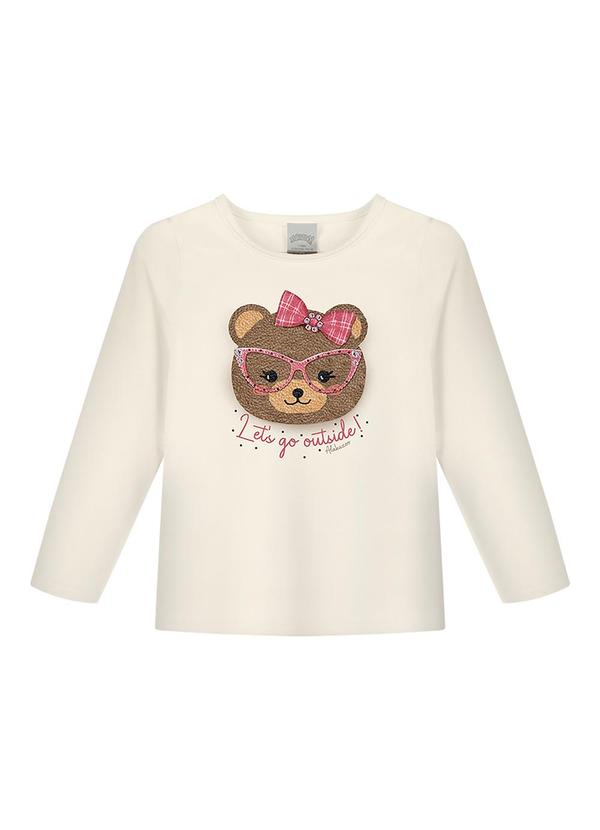 Blusa Menina de Mangas Longas com Strass Bege